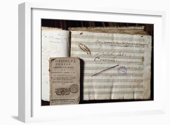 Autograph Sheet Music and Libretto of L'Infedelta' Fedele-null-Framed Giclee Print