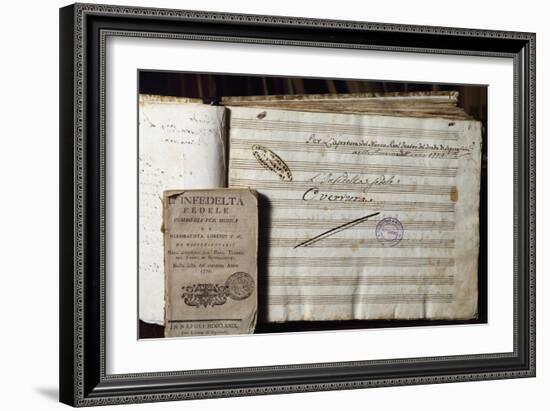 Autograph Sheet Music and Libretto of L'Infedelta' Fedele-null-Framed Giclee Print