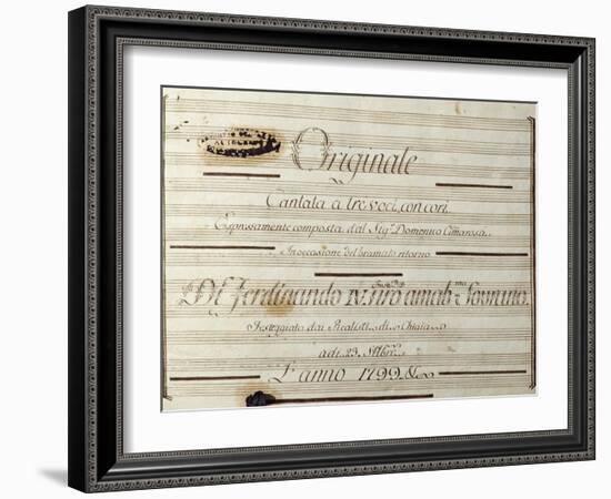 Autograph Sheet Music of Cantata for Three Voices Composed by Domenico Cimarosa-null-Framed Giclee Print