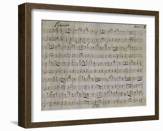 Autograph Sheet Music of Pastoral for Harpsichord, 1813, Composed by Gaetano Donizetti-null-Framed Giclee Print