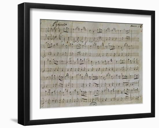 Autograph Sheet Music of Pastoral for Harpsichord, 1813, Composed by Gaetano Donizetti-null-Framed Giclee Print