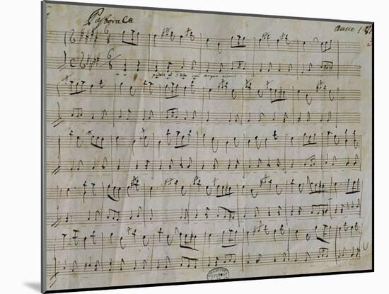 Autograph Sheet Music of Pastoral for Harpsichord, 1813, Composed by Gaetano Donizetti-null-Mounted Giclee Print