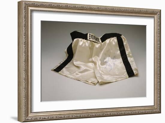 Autographed Fight Trunks from Muhammad Ali's World Championship Fight, 1974-null-Framed Giclee Print