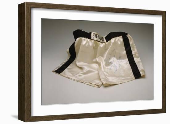 Autographed Fight Trunks from Muhammad Ali's World Championship Fight, 1974-null-Framed Giclee Print