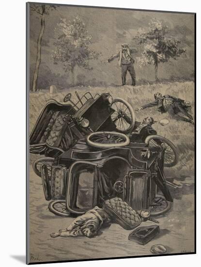 Automobile Accident, Illustration from 'Le Petit Journal: Supplement Illustre', 1898 (Litho)-French-Mounted Giclee Print