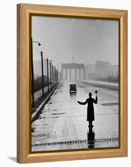 Automobile Arriving from the Eastern Sector of Berlin Being Halted by West Berlin Police-Ralph Crane-Framed Premier Image Canvas