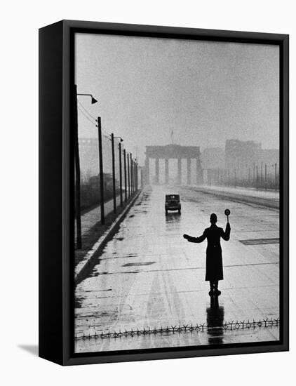 Automobile Arriving from the Eastern Sector of Berlin Being Halted by West Berlin Police-Ralph Crane-Framed Premier Image Canvas