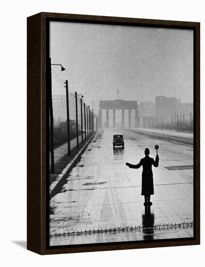 Automobile Arriving from the Eastern Sector of Berlin Being Halted by West Berlin Police-Ralph Crane-Framed Premier Image Canvas