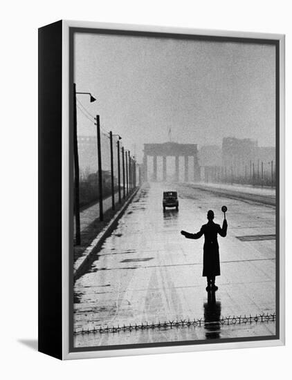 Automobile Arriving from the Eastern Sector of Berlin Being Halted by West Berlin Police-Ralph Crane-Framed Premier Image Canvas