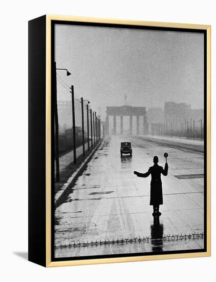 Automobile Arriving from the Eastern Sector of Berlin Being Halted by West Berlin Police-Ralph Crane-Framed Premier Image Canvas