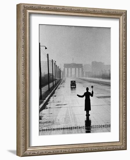 Automobile Arriving from the Eastern Sector of Berlin Being Halted by West Berlin Police-Ralph Crane-Framed Photographic Print