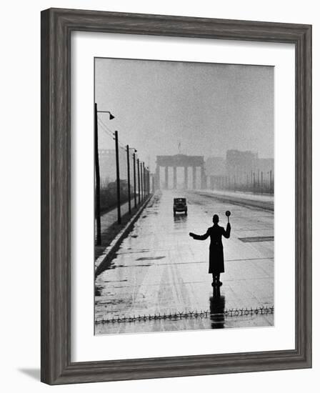 Automobile Arriving from the Eastern Sector of Berlin Being Halted by West Berlin Police-Ralph Crane-Framed Photographic Print