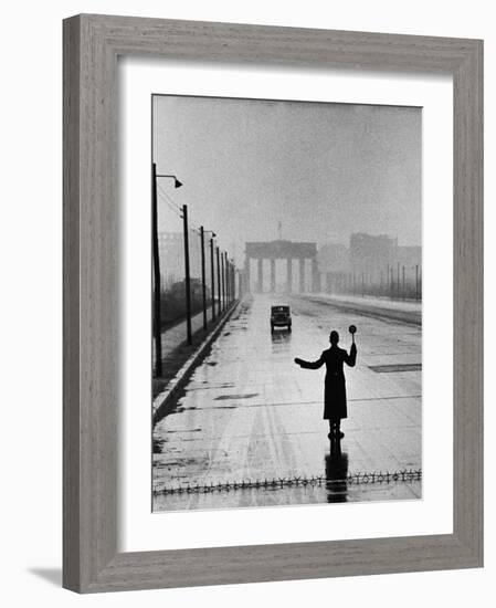 Automobile Arriving from the Eastern Sector of Berlin Being Halted by West Berlin Police-Ralph Crane-Framed Photographic Print