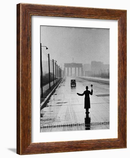 Automobile Arriving from the Eastern Sector of Berlin Being Halted by West Berlin Police-Ralph Crane-Framed Photographic Print