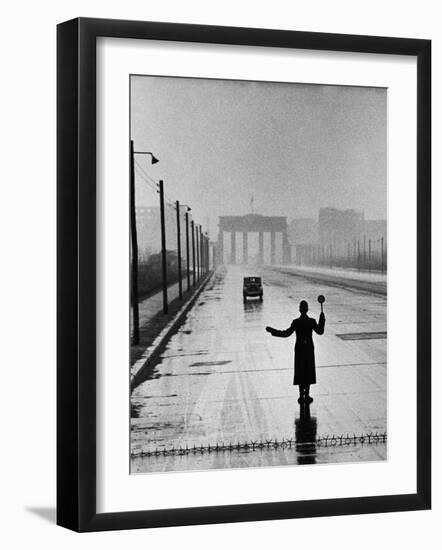 Automobile Arriving from the Eastern Sector of Berlin Being Halted by West Berlin Police-Ralph Crane-Framed Photographic Print