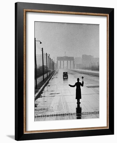 Automobile Arriving from the Eastern Sector of Berlin Being Halted by West Berlin Police-Ralph Crane-Framed Photographic Print