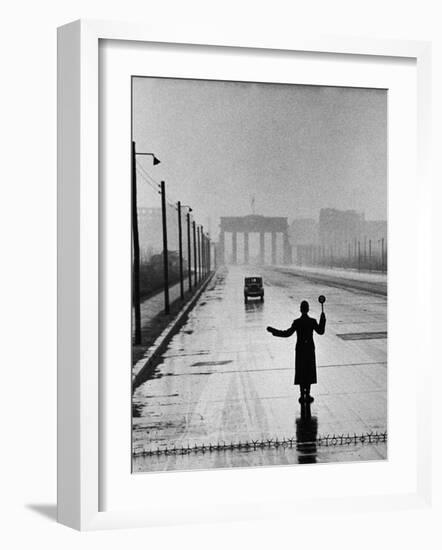 Automobile Arriving from the Eastern Sector of Berlin Being Halted by West Berlin Police-Ralph Crane-Framed Photographic Print