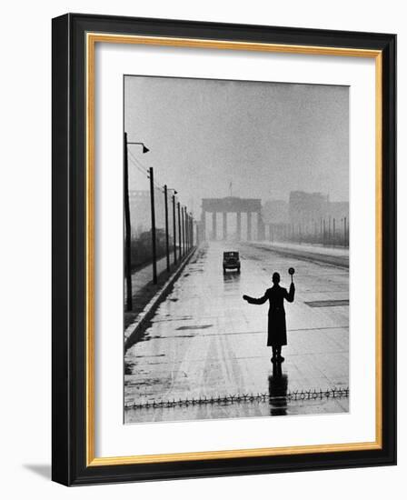 Automobile Arriving from the Eastern Sector of Berlin Being Halted by West Berlin Police-Ralph Crane-Framed Photographic Print