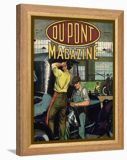 Automobile Repair, Front Cover of the 'Dupont Magazine', January 1919-American School-Framed Premier Image Canvas