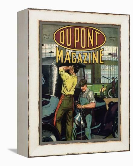 Automobile Repair, Front Cover of the 'Dupont Magazine', January 1919-American School-Framed Premier Image Canvas