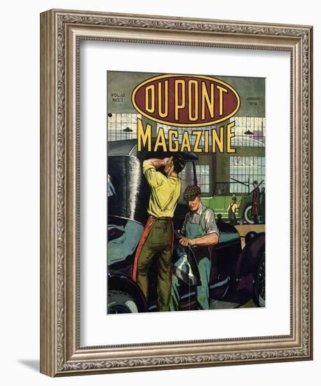 Automobile Repair, Front Cover of the 'Dupont Magazine', January 1919-American School-Framed Giclee Print