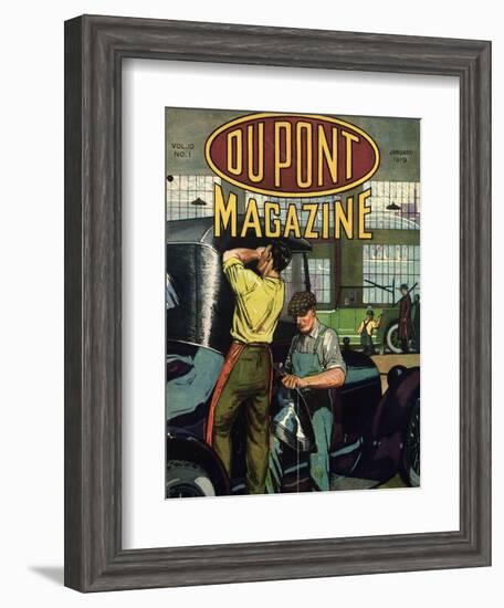 Automobile Repair, Front Cover of the 'Dupont Magazine', January 1919-American School-Framed Giclee Print