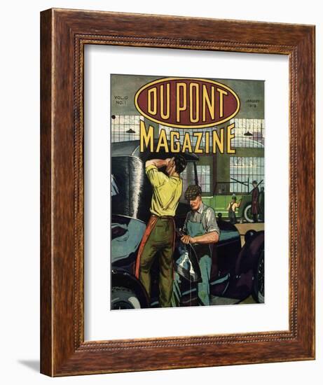 Automobile Repair, Front Cover of the 'Dupont Magazine', January 1919-American School-Framed Giclee Print