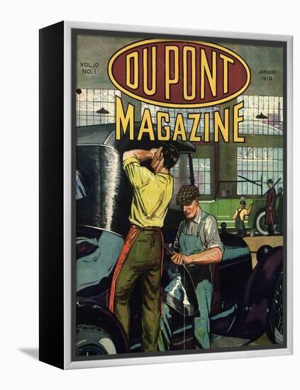 Automobile Repair, Front Cover of the 'Dupont Magazine', January 1919-American School-Framed Premier Image Canvas
