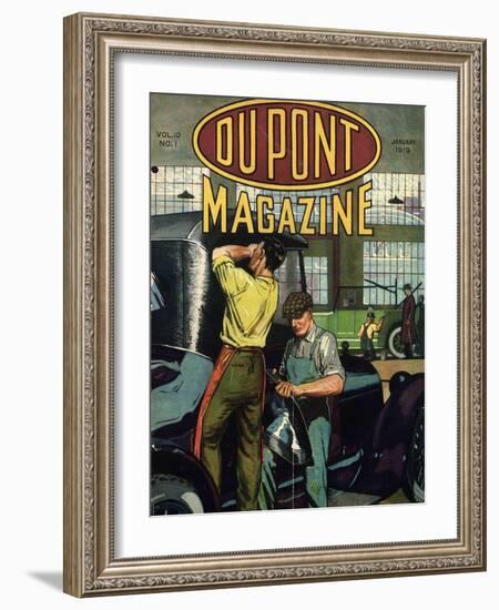 Automobile Repair, Front Cover of the 'Dupont Magazine', January 1919-American School-Framed Giclee Print