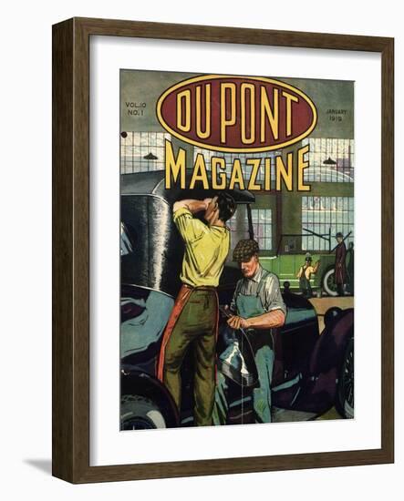 Automobile Repair, Front Cover of the 'Dupont Magazine', January 1919-American School-Framed Giclee Print