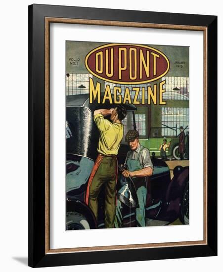 Automobile Repair, Front Cover of the 'Dupont Magazine', January 1919-American School-Framed Giclee Print