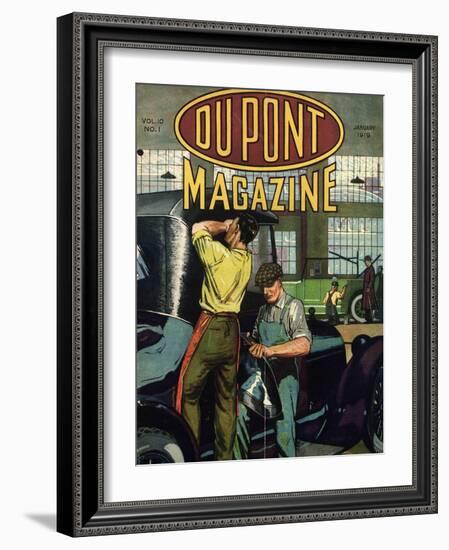 Automobile Repair, Front Cover of the 'Dupont Magazine', January 1919-American School-Framed Giclee Print