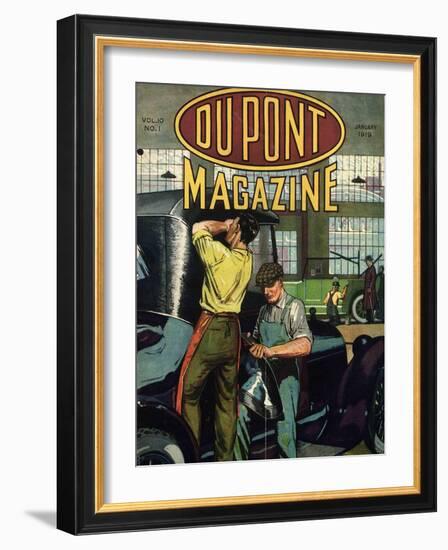 Automobile Repair, Front Cover of the 'Dupont Magazine', January 1919-American School-Framed Giclee Print