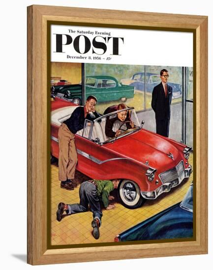 "Automobile Showroom" Saturday Evening Post Cover, December 8, 1956-Amos Sewell-Framed Premier Image Canvas