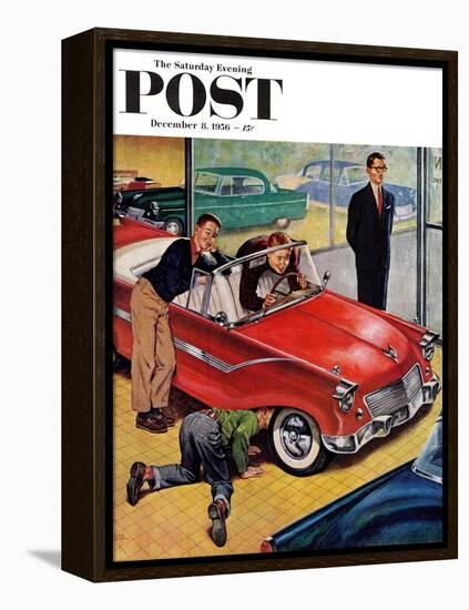 "Automobile Showroom" Saturday Evening Post Cover, December 8, 1956-Amos Sewell-Framed Premier Image Canvas