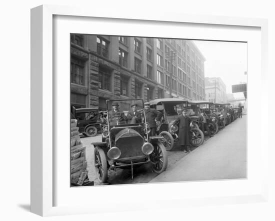 Automobiles at Second Avenue and Cherry Street, Seattle, 1909-Ashael Curtis-Framed Giclee Print