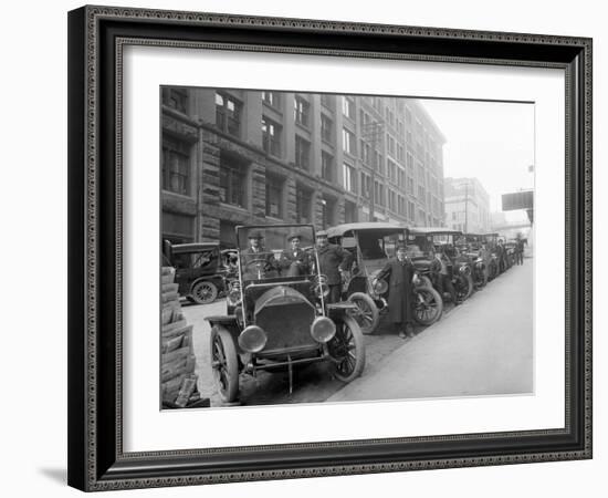 Automobiles at Second Avenue and Cherry Street, Seattle, 1909-Ashael Curtis-Framed Giclee Print