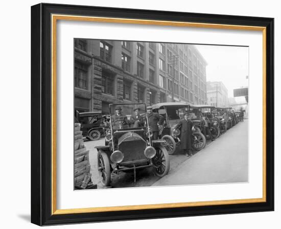 Automobiles at Second Avenue and Cherry Street, Seattle, 1909-Ashael Curtis-Framed Giclee Print