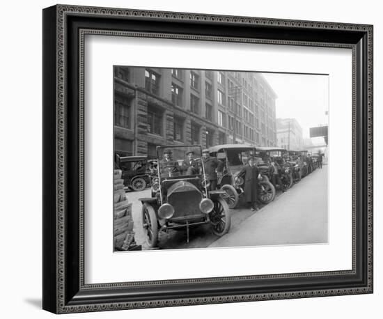 Automobiles at Second Avenue and Cherry Street, Seattle, 1909-Ashael Curtis-Framed Giclee Print