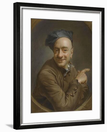 Autoportrait à l'index ou l'oeil de boeuf-Maurice Quentin de La Tour-Framed Giclee Print