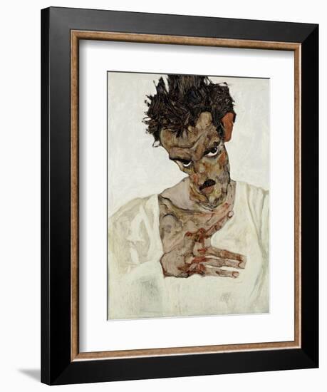 Autoportrait a La Tete Baissee. Peinture De Egon Schiele (1890-1918), Huile Sur Bois, 1912. Art Aut-Egon Schiele-Framed Giclee Print