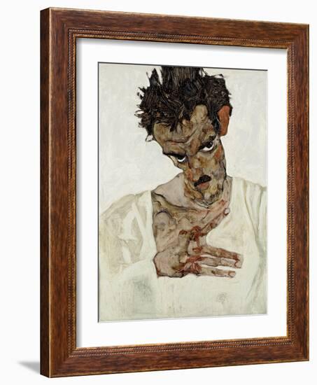 Autoportrait a La Tete Baissee. Peinture De Egon Schiele (1890-1918), Huile Sur Bois, 1912. Art Aut-Egon Schiele-Framed Giclee Print