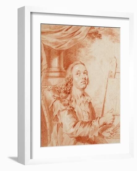 Autoportrait - Oeuvre De Alexander (Alexandre) Roslin (1718-1793), Sanguine Sur Papier, 18Eme Siecl-Alexander Roslin-Framed Giclee Print