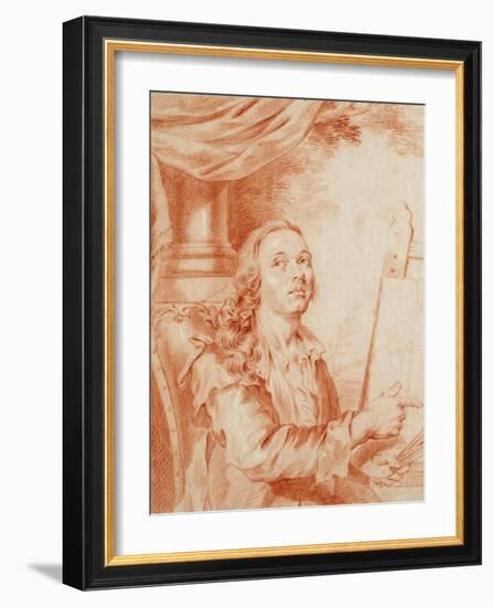 Autoportrait - Oeuvre De Alexander (Alexandre) Roslin (1718-1793), Sanguine Sur Papier, 18Eme Siecl-Alexander Roslin-Framed Giclee Print