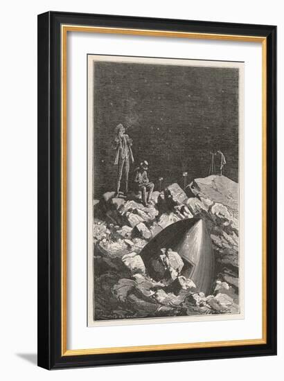 Autour De La Lune, Landing on the Moon!-Emile Bayard-Framed Art Print