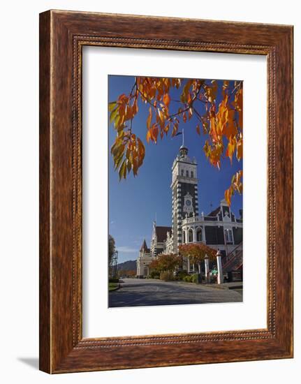 Autumn and Historic Train Station, Dunedin, Otago, South Island, New Zealand-David Wall-Framed Photographic Print