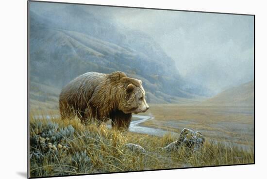 Autumn Ascent Grizzly-Michael Budden-Mounted Giclee Print