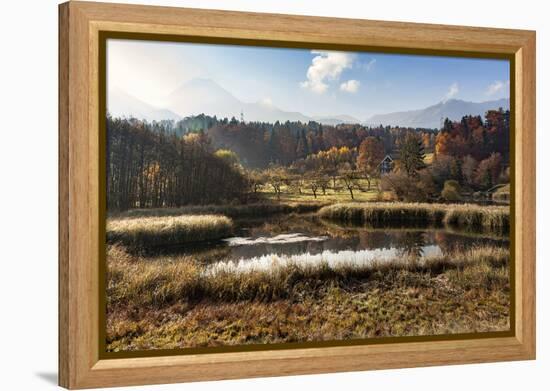 Autumn at Aichwaldsee-Simone Wunderlich-Framed Premier Image Canvas