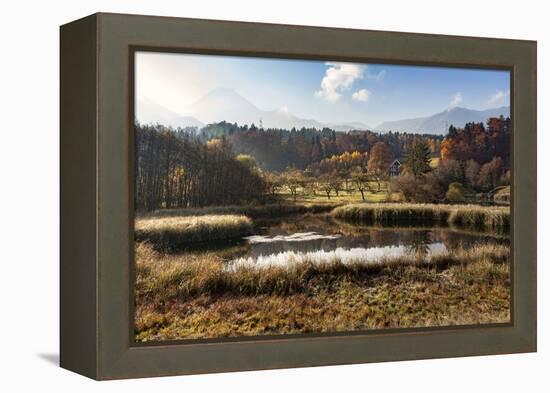 Autumn at Aichwaldsee-Simone Wunderlich-Framed Premier Image Canvas