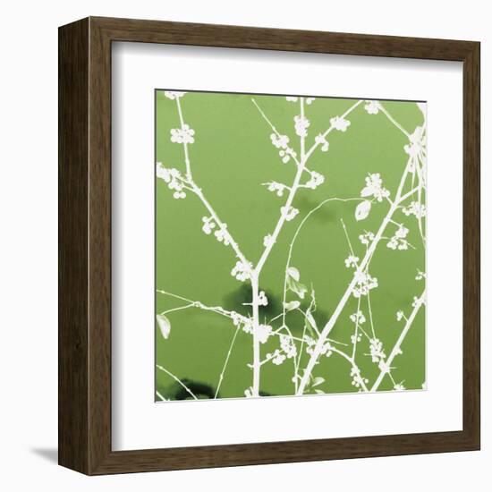 Autumn Branch (green) (square crop)-Jenny Kraft-Framed Art Print